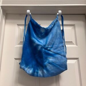 NEW! Tie Dye Rope Tote Backpack Bag - Blue Spiral - 80/20 Fleece